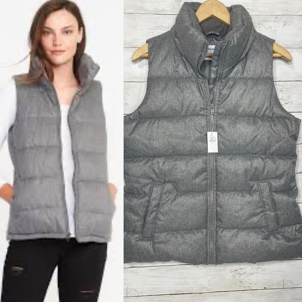 Old Navy Quilted Frost-Free Puffer Vest Gray Women’s Size Small